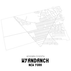 Wyandanch New York. US street map with black and white lines.