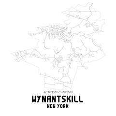 Wynantskill New York. US street map with black and white lines.