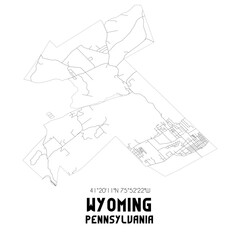 Wyoming Pennsylvania. US street map with black and white lines.