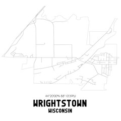 Wrightstown Wisconsin. US street map with black and white lines.