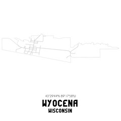 Wyocena Wisconsin. US street map with black and white lines.