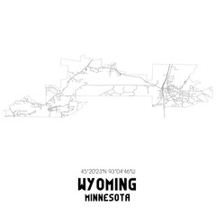 Wyoming Minnesota. US street map with black and white lines.