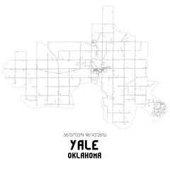 Yale Oklahoma. US street map with black and white lines.