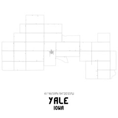 Yale Iowa. US street map with black and white lines.