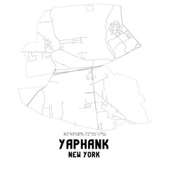 Fototapeta na wymiar Yaphank New York. US street map with black and white lines.