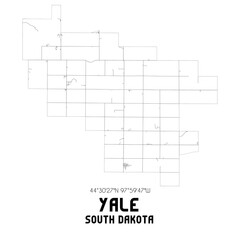 Yale South Dakota. US street map with black and white lines.