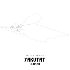 Yakutat Alaska. US street map with black and white lines.