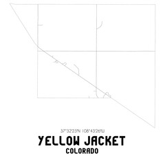 Yellow Jacket Colorado. US street map with black and white lines.