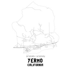 Yermo California. US street map with black and white lines.