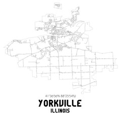 Yorkville Illinois. US street map with black and white lines.