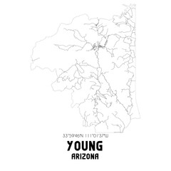 Young Arizona. US street map with black and white lines.
