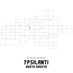 Ypsilanti North Dakota. US street map with black and white lines.
