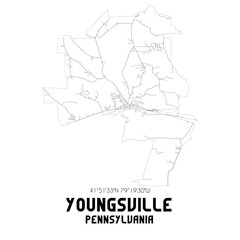 Youngsville Pennsylvania. US street map with black and white lines.