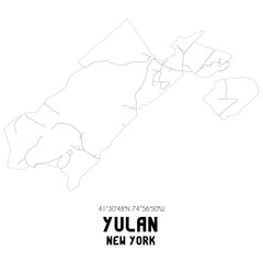 Yulan New York. US street map with black and white lines.