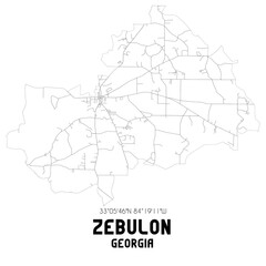 Zebulon Georgia. US street map with black and white lines.