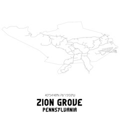 Zion Grove Pennsylvania. US street map with black and white lines.