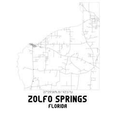 Zolfo Springs Florida. US street map with black and white lines.