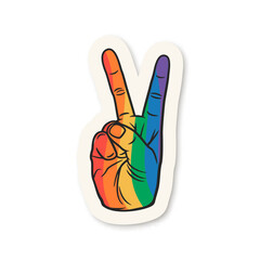 Peace Gesture with LGBT Rainbow Flag. Vector T-shirt, Sticker Print, Plackard for Pride Month Celebrate. Lgbt Rainbow, Transgender Flag. Pride Month Concept. LGBT, Gays, Lesbians, Fight for Rights