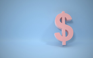 Dollar Symbol On Blue Background