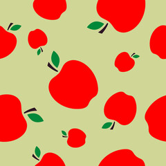 Cute apple seamless pattern in flat style. Cartoon apple seamless pattern