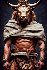 Minotaur illustration. Generative AI
