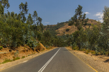 Fototapeta na wymiar Mountain road near Gondar, Ethiopia.