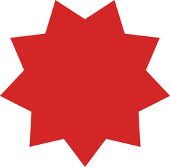 Set of red price sticker, sunburst badges icon. Stars shape with different number of rays. Red starburst speech bubble set or labels