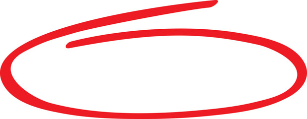 Red circle, pen draw. Highlight hand drawing different circles isolated on background. Handwritten red circle. For marking text, numbers, marker pen, pencil, logo and text check, vector illustration