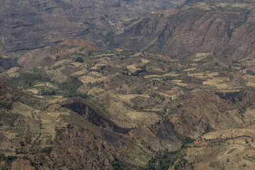 Aerial view of landscape near Simien mountains, Ethiopia