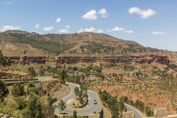 Fototapeta na wymiar Hairpin road in Tigray region, Ethiopia