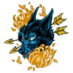 vector illustration of blue wolf