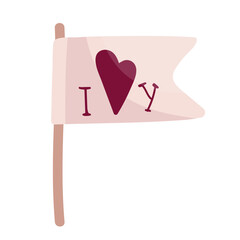 Festive flag with a heart for Valentine's Day.Cartoon vector graphics.