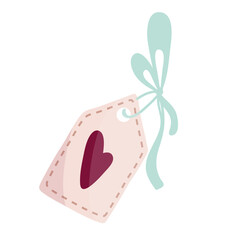 Festive tag with a heart for Valentine's Day.Cartoon vector graphics.