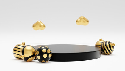 Christmas background with podium for product display. 3d rendering. white background.