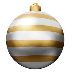 Gold and white Christmas bauble ball 3d render