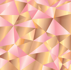 Pink luxury abstract polygonal pattern with gold luxurious design