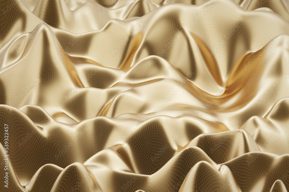 Aufkleber digital wire-frame gold abstract background 3d rendering.