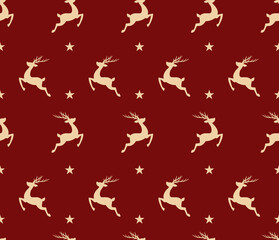 Fototapeta premium Vector simple Seamless Christmas and New Year`s pattern. Winter and Christmas elements. Wrap for gifts. Vector illustration. Doodle style.