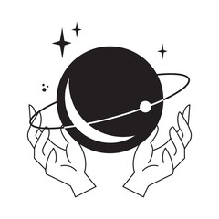 Isolated pair of hands holding a crystal Esoterism sketch icon Vector