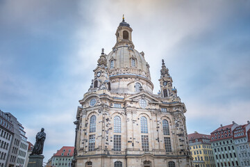 Fototapeta na wymiar Dresden Frauenkirche at dawn, Church of Our Lady, Saxony, Eastern Germany