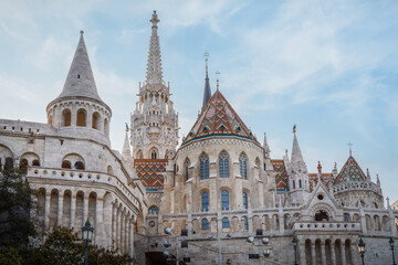 Fototapeta na wymiar Fishermans Bastion and Matthias Church - Budapest, Hungary