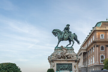 Statue of Prince Eugene of Savoy in Danube terrace at Buda Castle - Budapest, Hungary