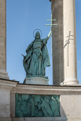 Stephen I of Hungary Statue in the Millennium Monument at Heroes Square - Budapest, Hungary