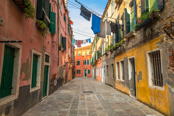 Fototapeta na wymiar Residential district and alley corner near Piazza San Marco , Venice, Italy