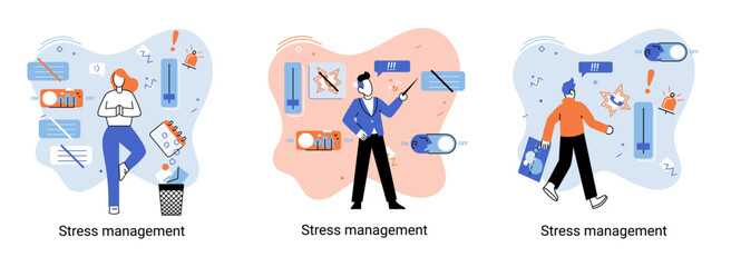 Fototapeta premium Stress management abstract metaphor, pressure control, depression, emotional tension, mental health management, physical and psychological stress. Way to lead an active, productive and fulfilling life