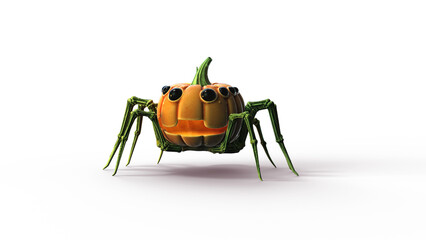 Spider-pumpkin fairy tale character for Halloween holiday transparent background