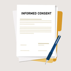 informed consent document signing agreement before hospital treatment procedure paper work - obrazy, fototapety, plakaty
