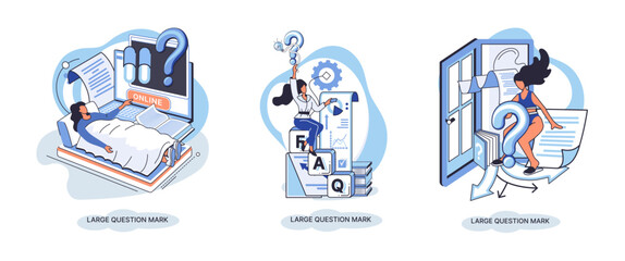 Ladge question mark metaphor. Problem and solution concept, question mark. Ask questions and receive answers. Online support center. Solving complex issues, why sign forum. FAQ frequently asked help