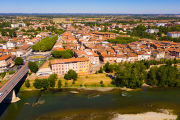 Fototapeta na wymiar Scenic top view of the city Muret and Garonne river. France