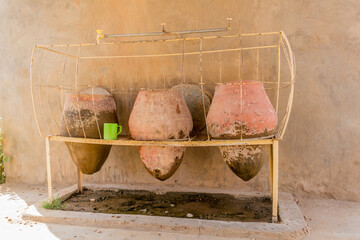 Drinking water caly pots in Abri, Sudan